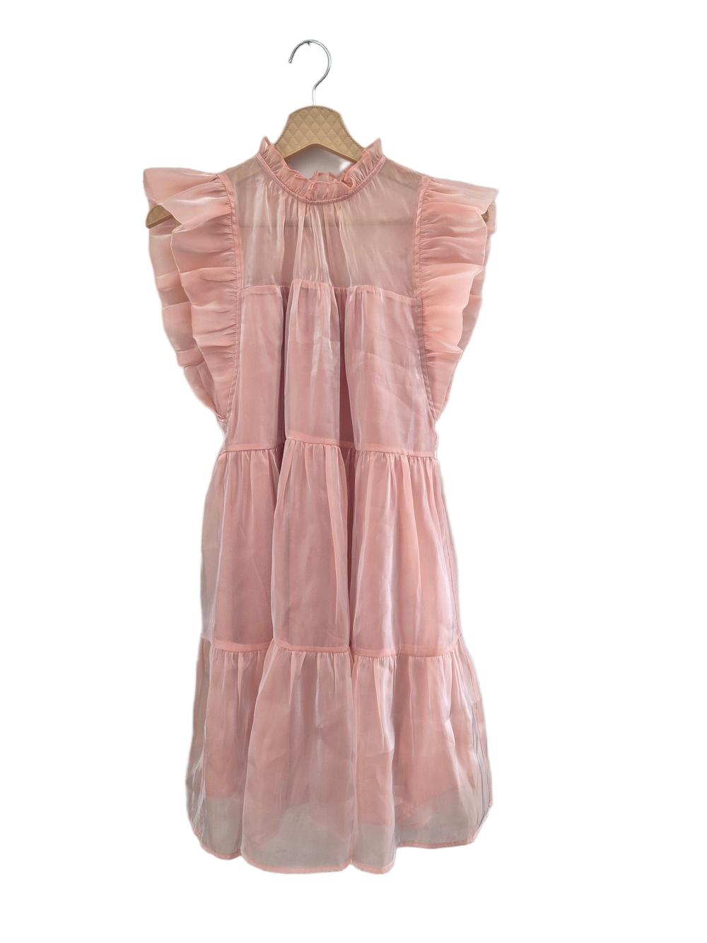 Entro Pink Tiered Ruffle Sleeve Dress Size L